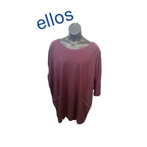 ellos Dark Wine Sweatshirt w/ Zipper Accents 3X